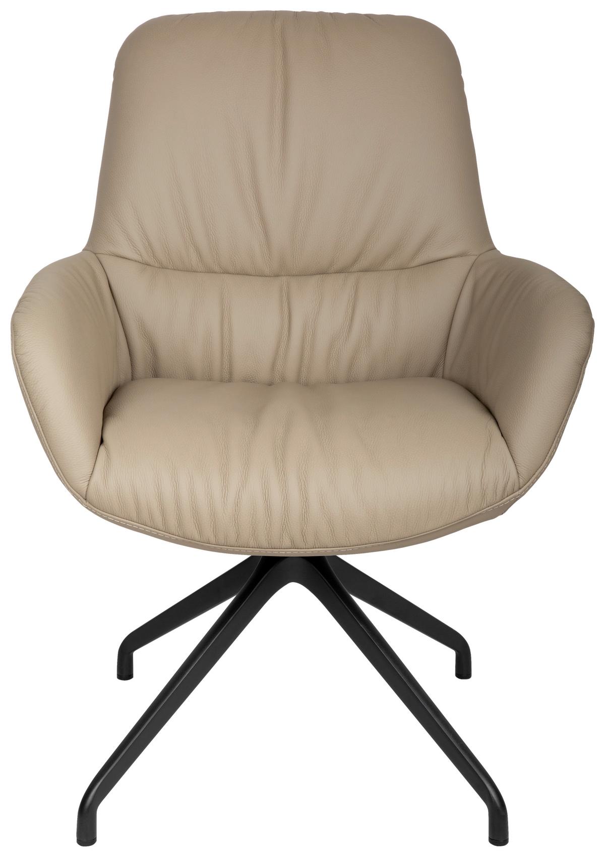 KRZESŁO Z PODŁOKIETNIKAMI MILES -EXKLUSIV- - czarny/taupe, Design, skóra/metal (64/89/65cm) - Dieter Knoll