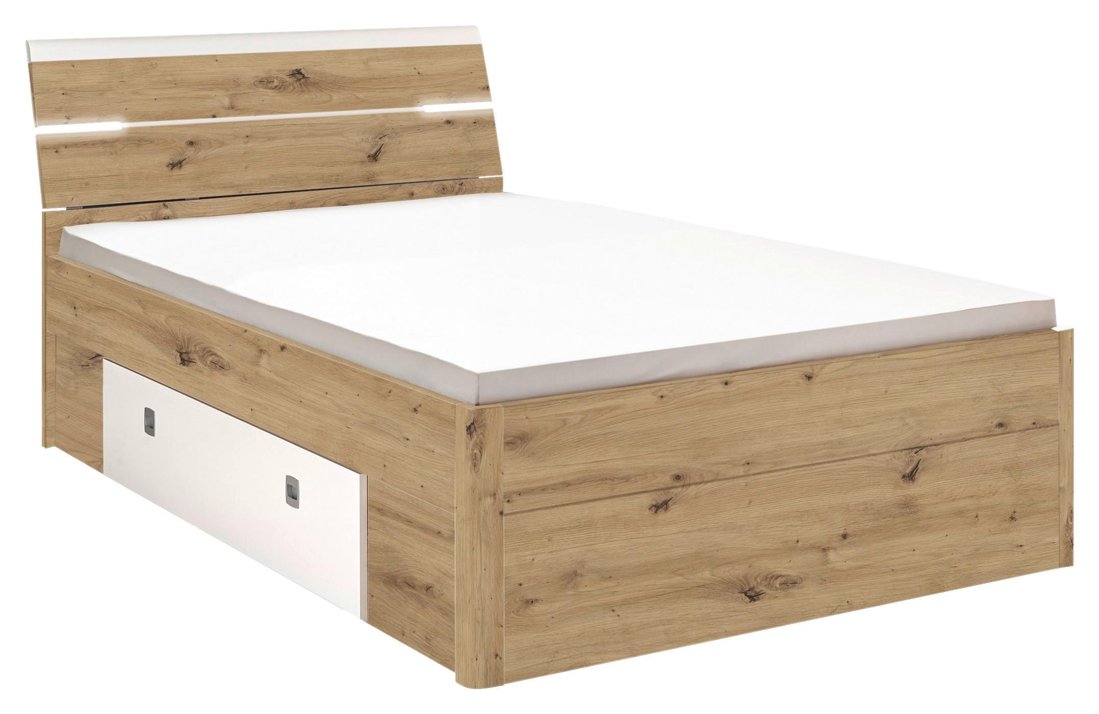 Postelja Mars, S Predali, 140x200 - črna/bela, Konvencionalno, umetna masa/leseni material (140/200cm) - MID.YOU