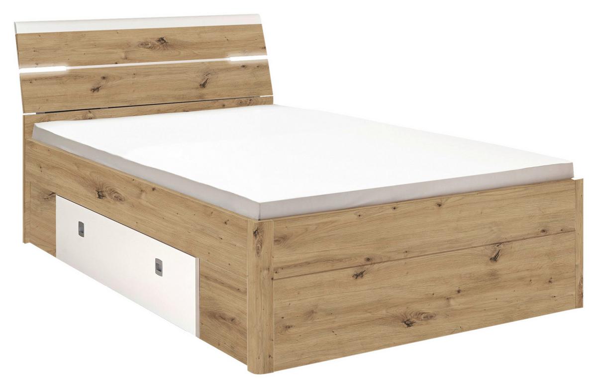 Postelja Mars, S Predali, 140x200 - črna/bela, Konvencionalno, umetna masa/leseni material (140/200cm) - MID.YOU