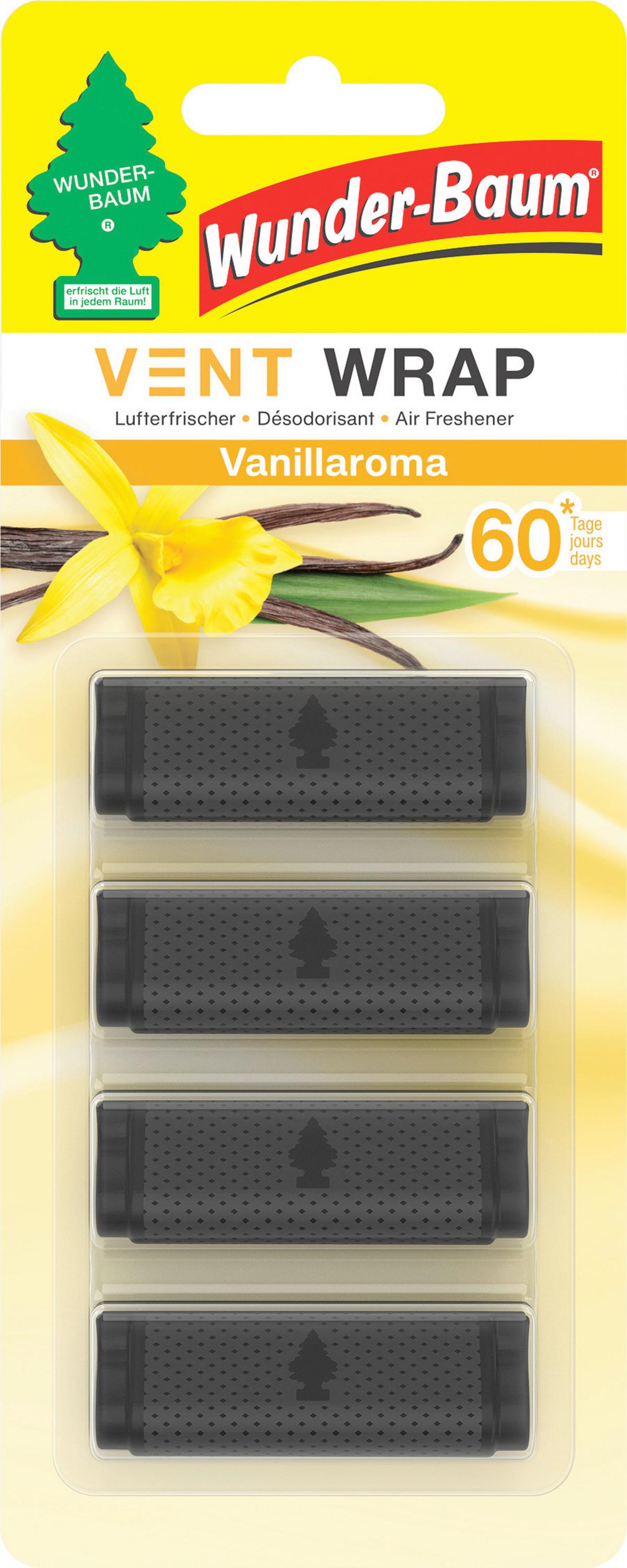 Autóillatosító 4db-os Wunderbaum Vent Wrap Vanilla - fekete, műanyag (7.6/1.1/19cm)