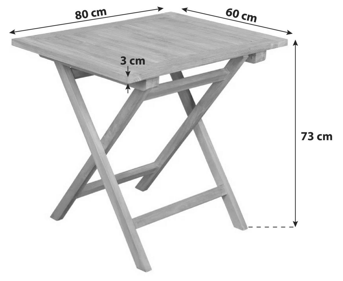 Gartenklapptisch Woodie Teak - Basics, Holz (80/73/60cm) - Gardenson