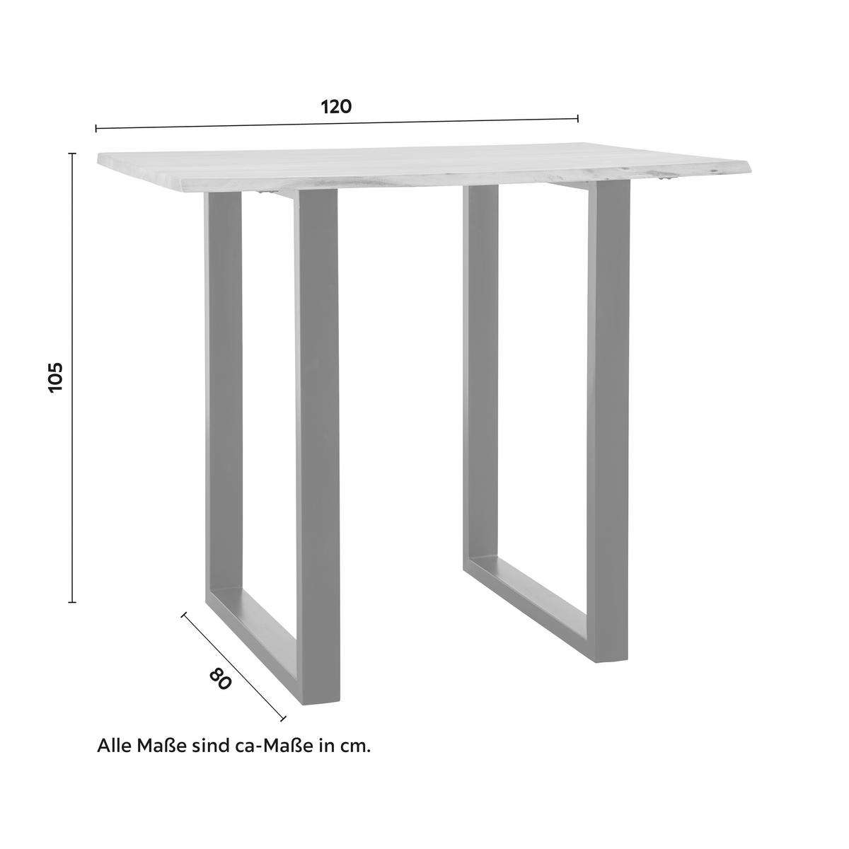 STÓŁ BAROWY FINN - kolor akacjowy/czarny, Modern, metal/drewno (120/80/105cm) - Bessagi Home