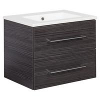 Waschtischkombi B.Perfekt Dunkelbraun - Dunkelbraun/Silberfarben, MODERN, Keramik/Holzwerkstoff (62,5cm) - MID.YOU