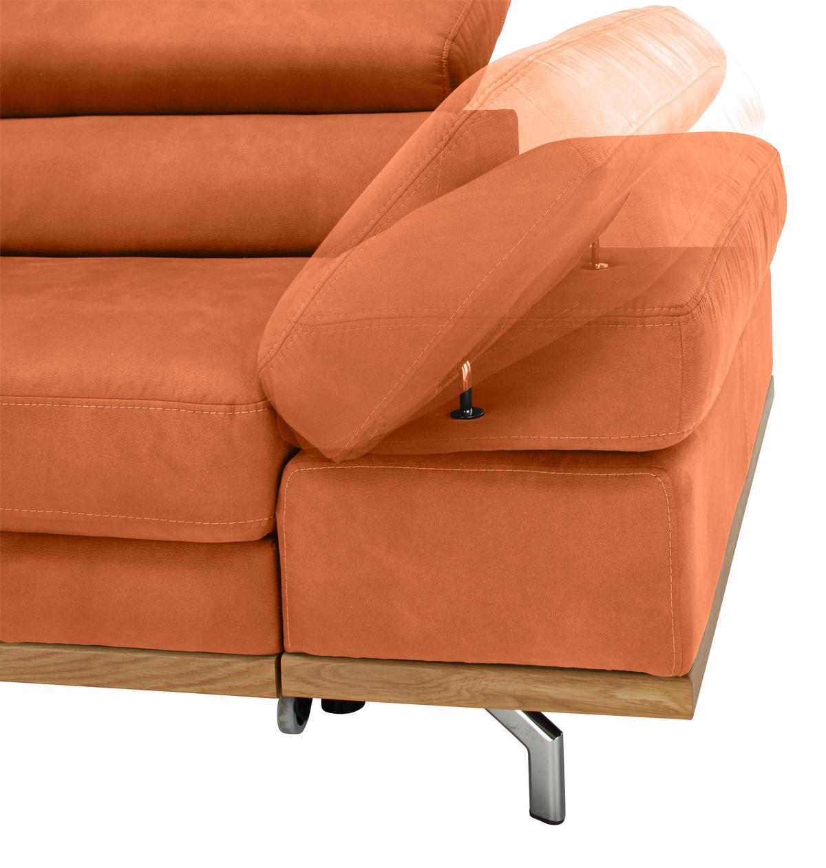 Ecksofa Carmen Orange - Chromfarben/Schwarz, KONVENTIONELL, Holz/Textil (292/93/226cm) - Premium Living