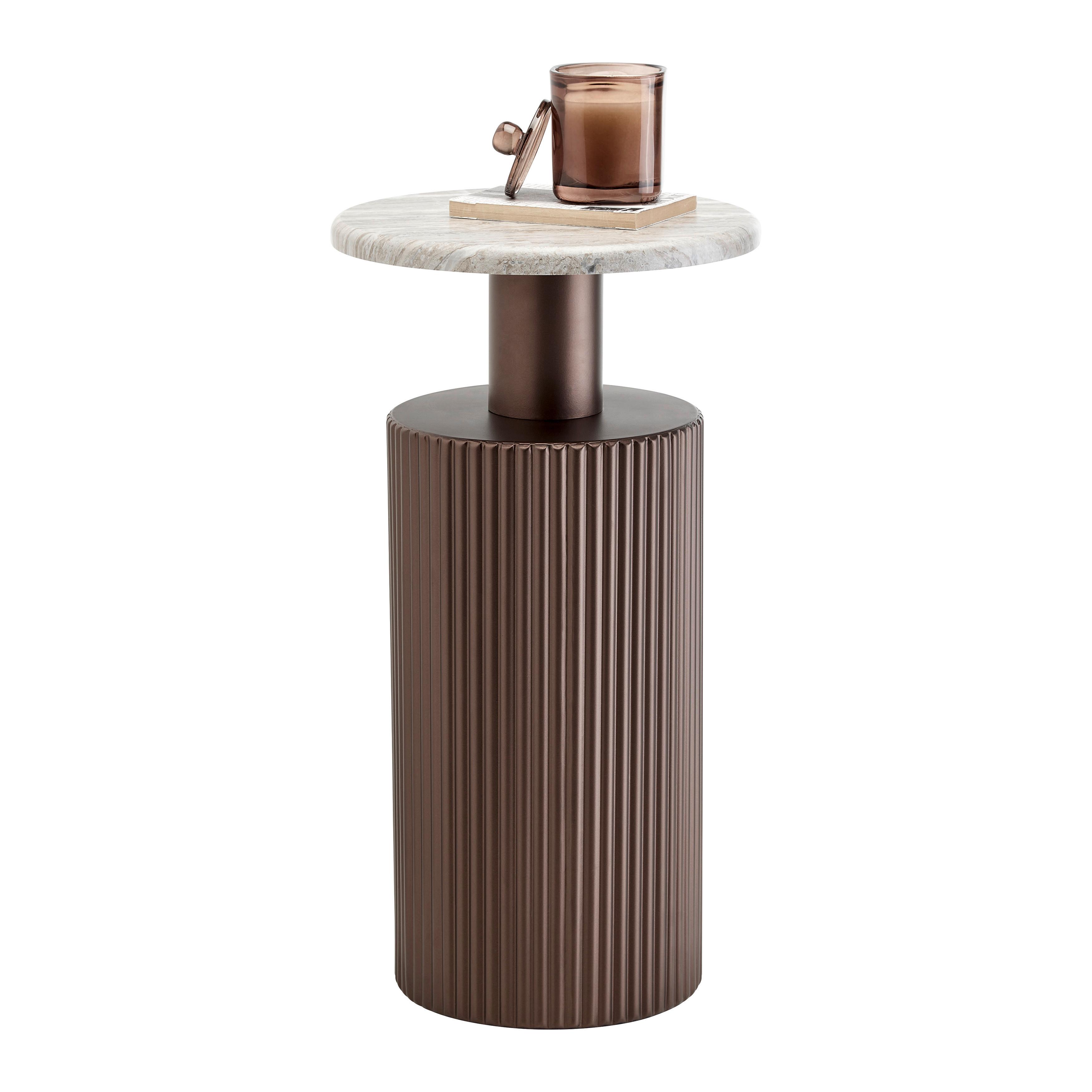 Beistelltisch Solco Naturfarben/Bronzefarben - Naturfarben/Bronzefarben, LIFESTYLE, Holzwerkstoff/Metall (30/56cm) - Premium Living