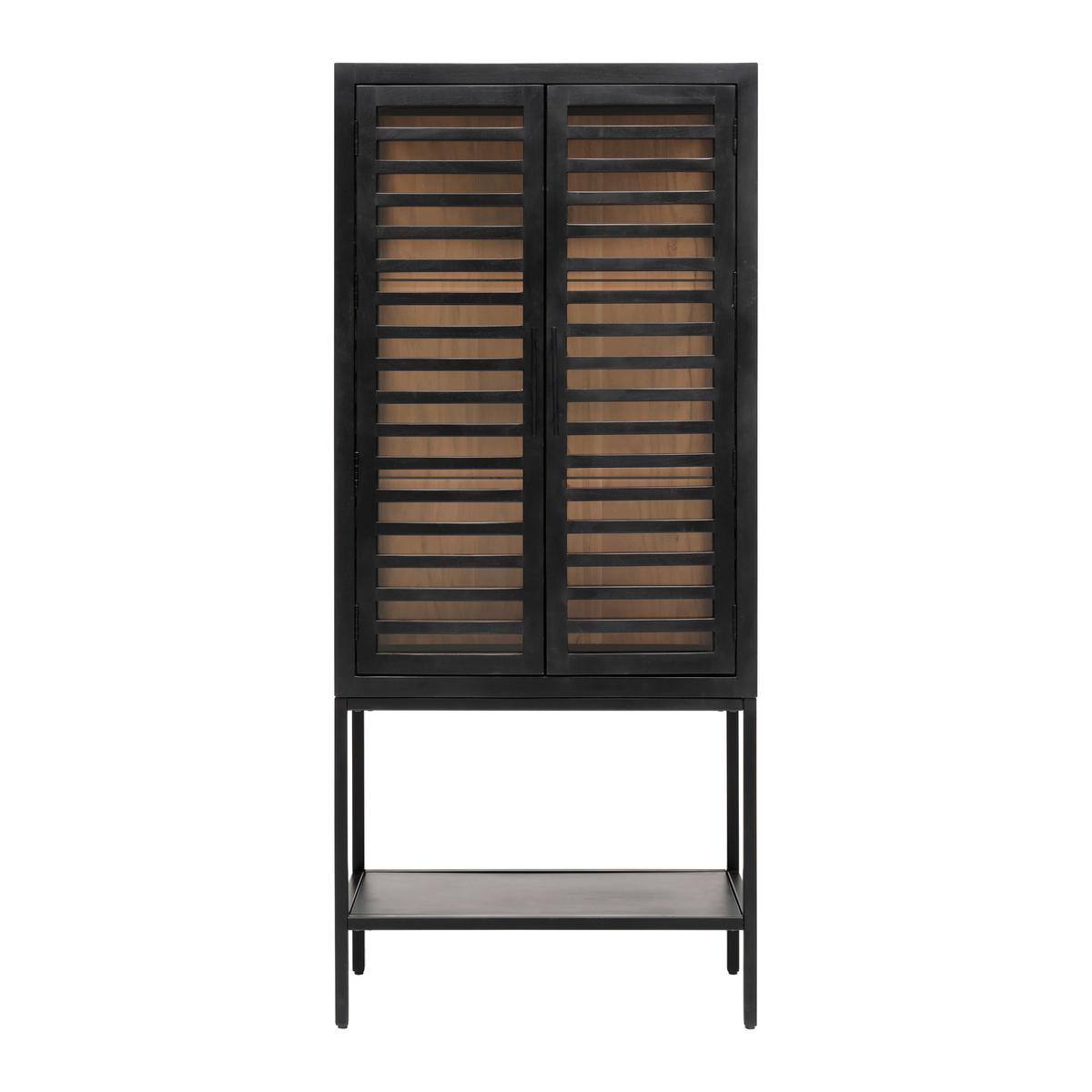 Glasvitrine Showcase in Schwarz aus Akazienholz - Schwarz, Modern, Glas/Holz (80/180/43cm) - Premium Living