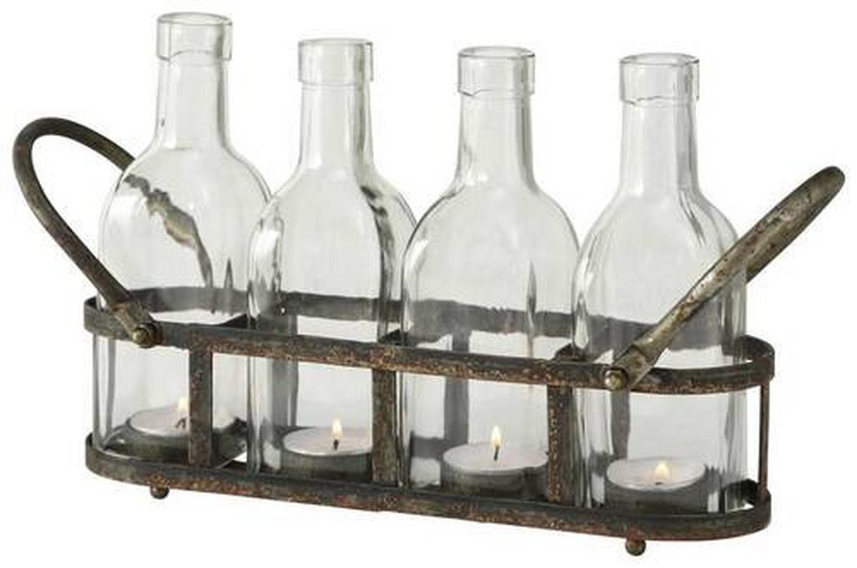 Teelichthalter Zuma I aus Eisen - Klar/Naturfarben, Natur, Glas/Metall (29/18/9cm)