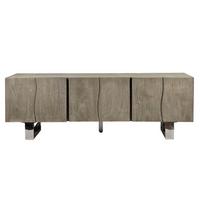 Nizka Omarica Akazie, Siva - barve kroma/siva, Design, kovina/les (160/56/46cm) - MID.YOU