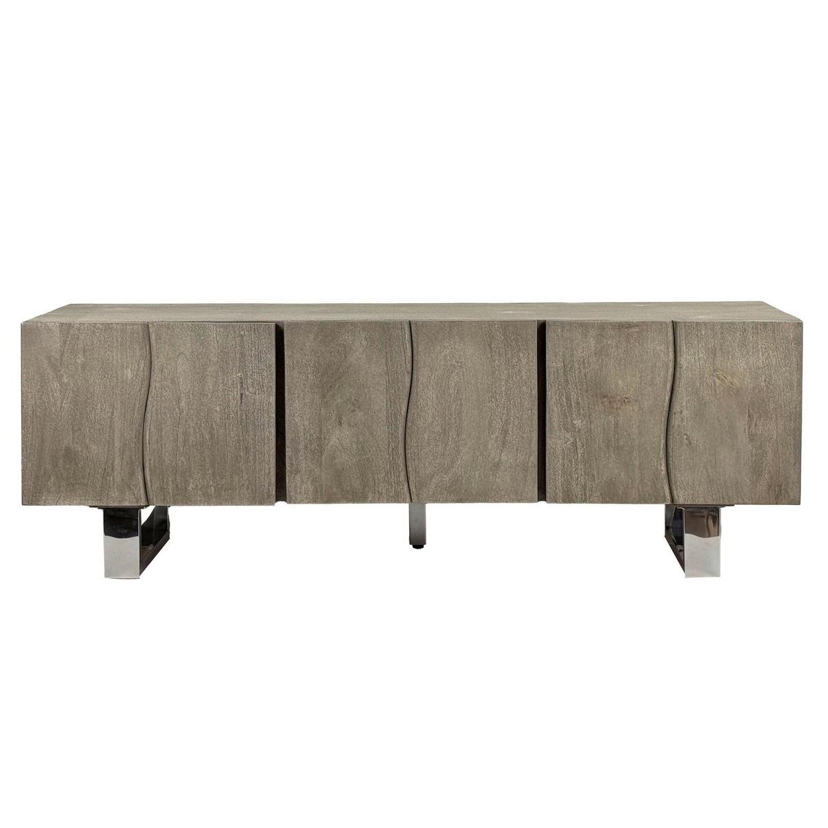 Nizka Omarica Akazie, Siva - barve kroma/siva, Design, kovina/les (160/56/46cm) - MID.YOU