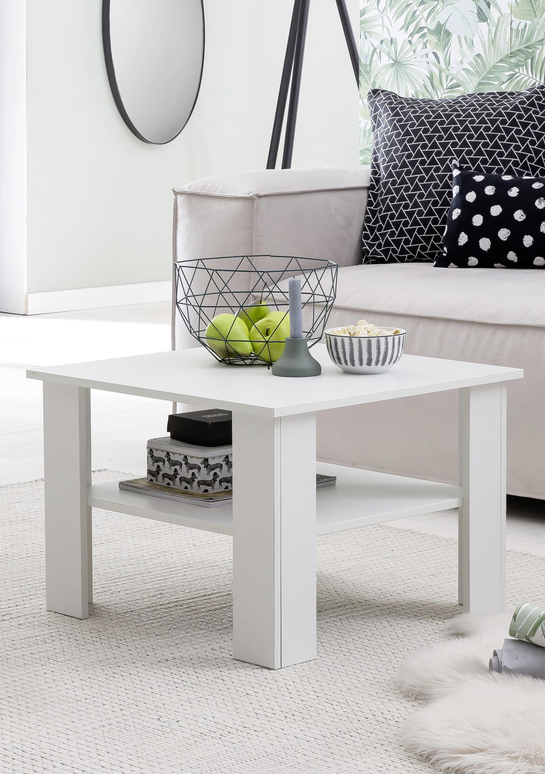 Klubska Miza Couchtisch - bela, Konvencionalno, leseni material (60/60/42cm) - MID.YOU