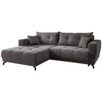 Wohnlandschaft Restato Grau Cord - Schwarz/Grau, MODERN, Holz/Textil (177/246cm) - MID.YOU