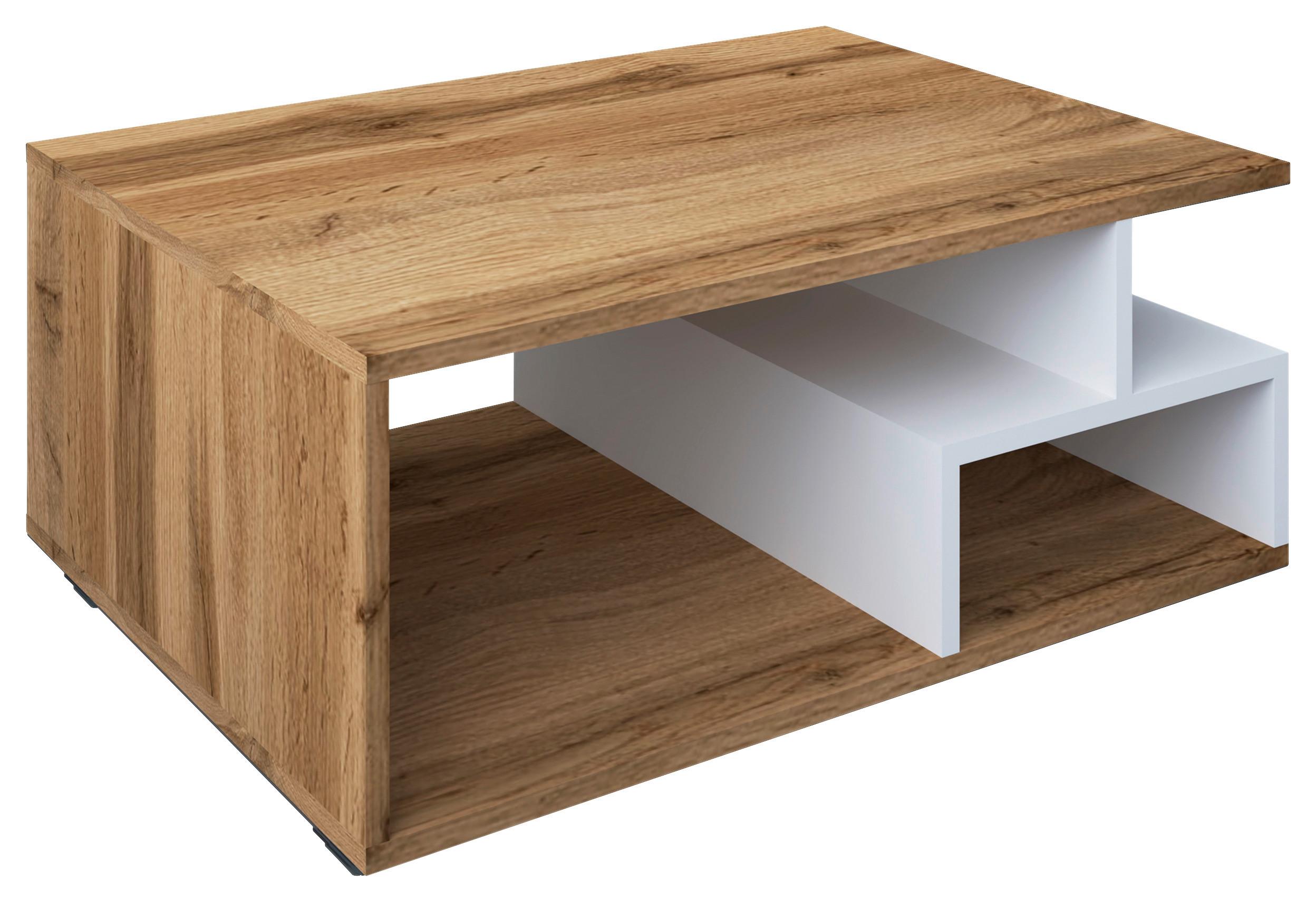 Klubska Miza Sulas, Bela, Hrast, 80x50 - črna/bela, Moderno, umetna masa/leseni material (80/40/50cm) - MID.YOU