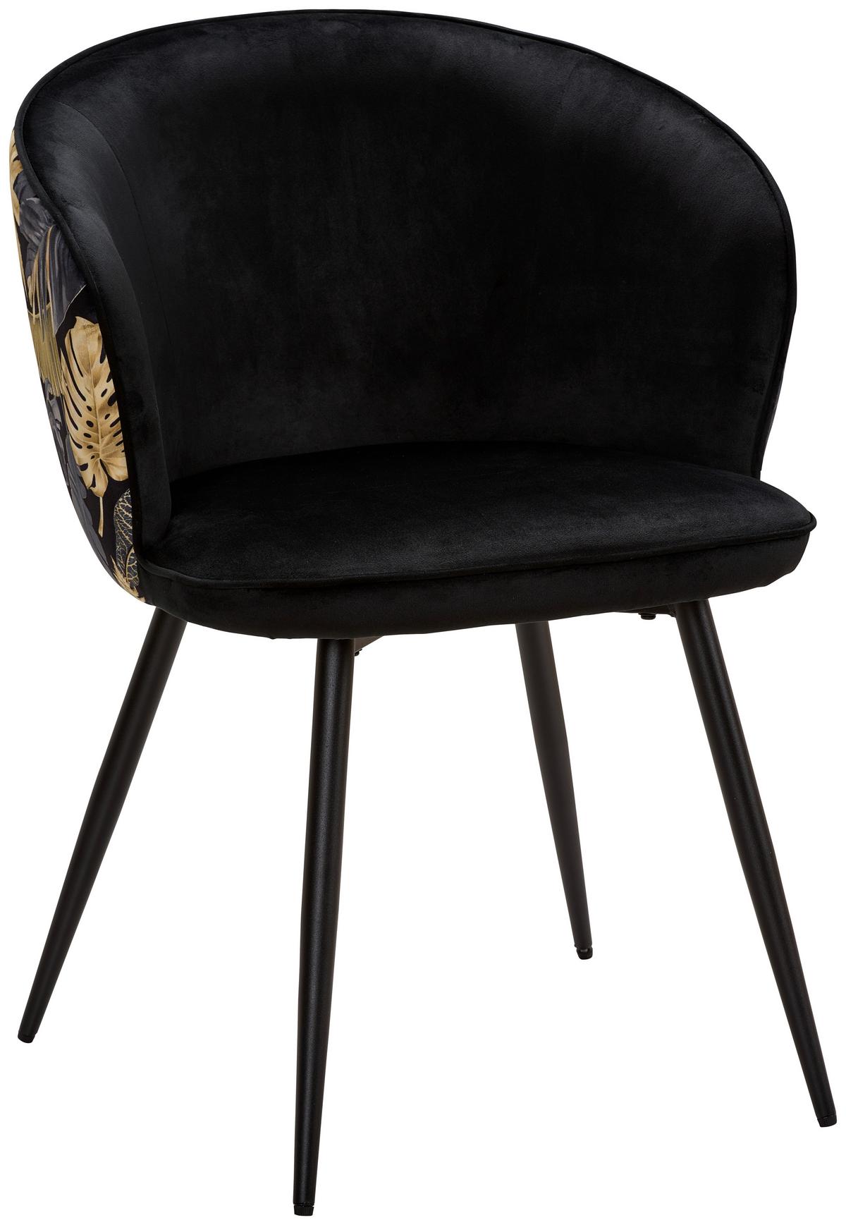 KRZESŁO Z PODŁOKIETNIKAMI CLAUDIA - czarny/kolor złoty, Modern, metal/drewno (60/81/60cm) - MID.YOU