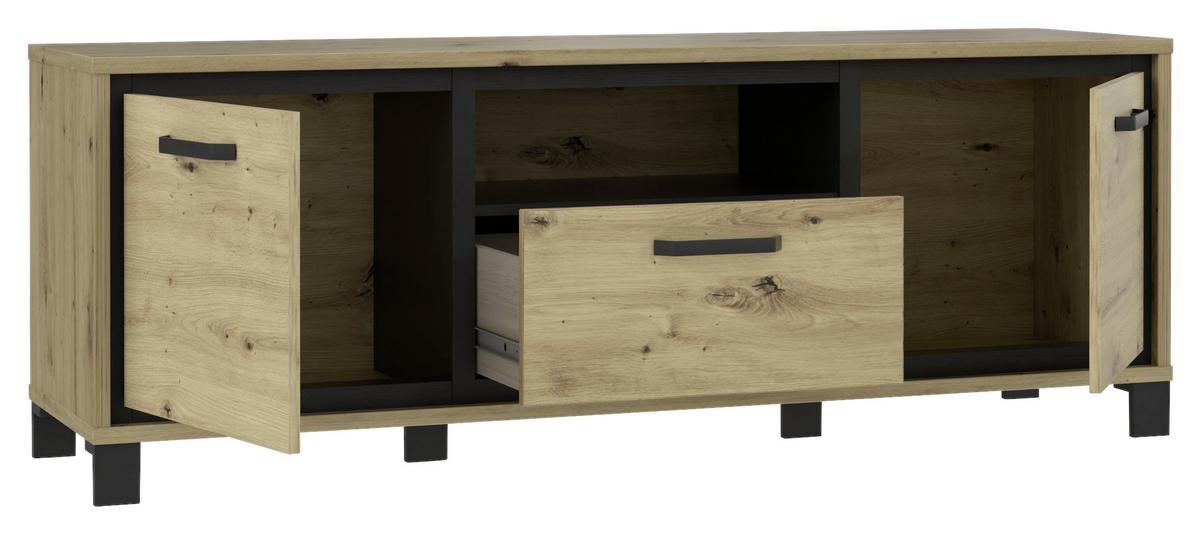 Unterschrank "Trondheim" , Schwarz, Eiche - Eichefarben/Schwarz, Basics, Holzwerkstoff/Kunststoff (158,4/58,9/41,5cm) - Livetastic