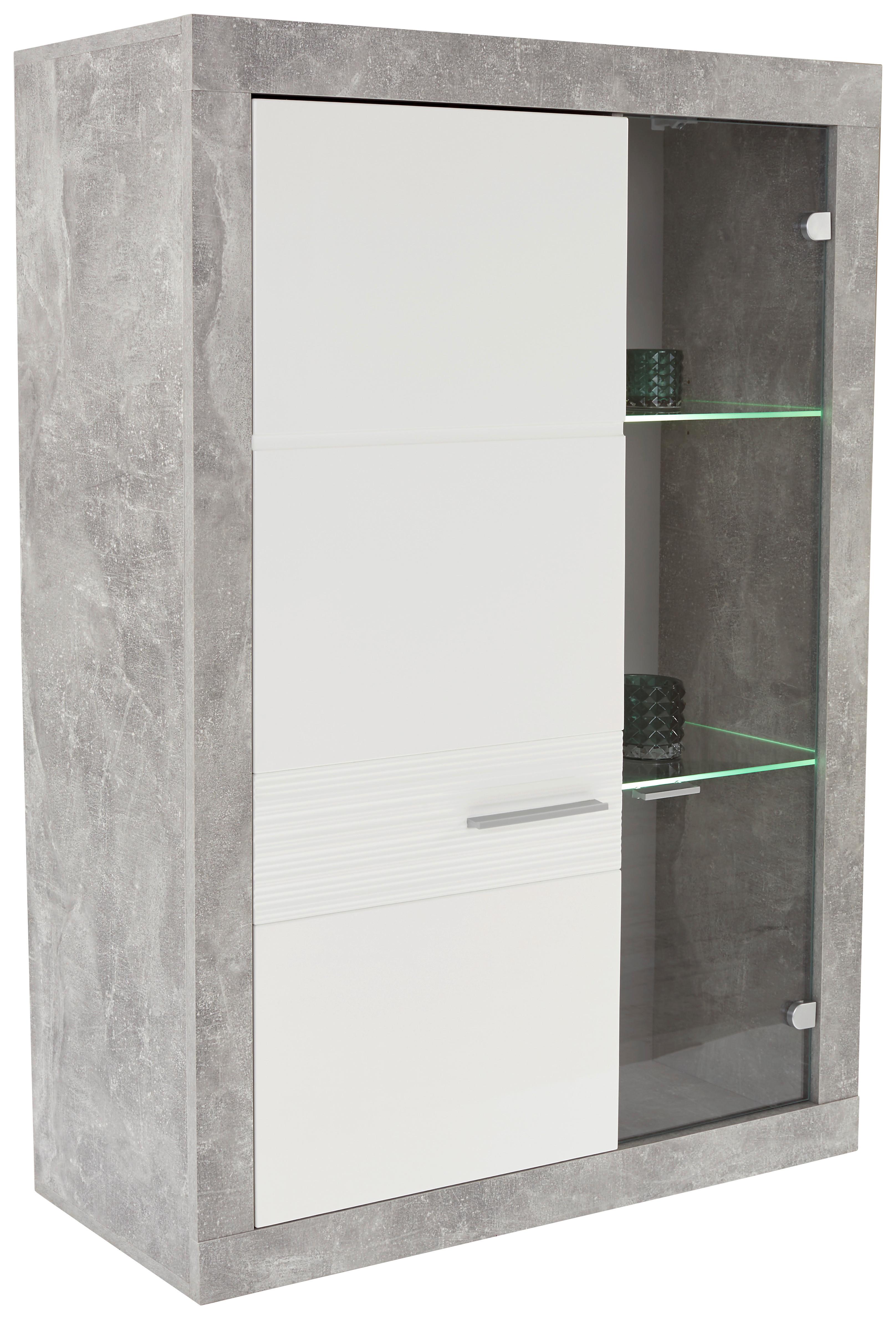 Vitrina Malta - boja aluminijuma/siva, Moderno, staklo/pločasti materijal (96/132/35cm) - Modern Living