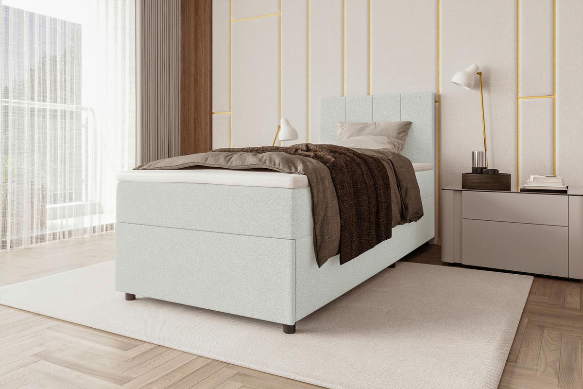 Boxbett Odin Hellgrau ca. 90x200cm - Hellgrau/Schwarz, KONVENTIONELL, Kunststoff/Textil (90/200cm) - Based