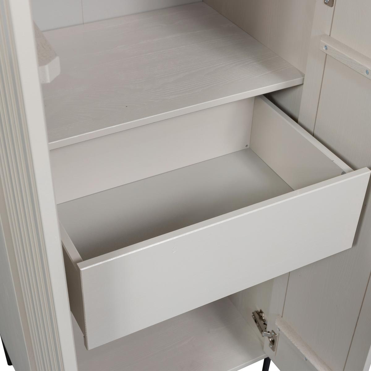 Garderobenschrank Gravure Grau B: 60 cm - Schwarz/Grau, Design, Holz/Metall (60/210/42cm) - Livetastic