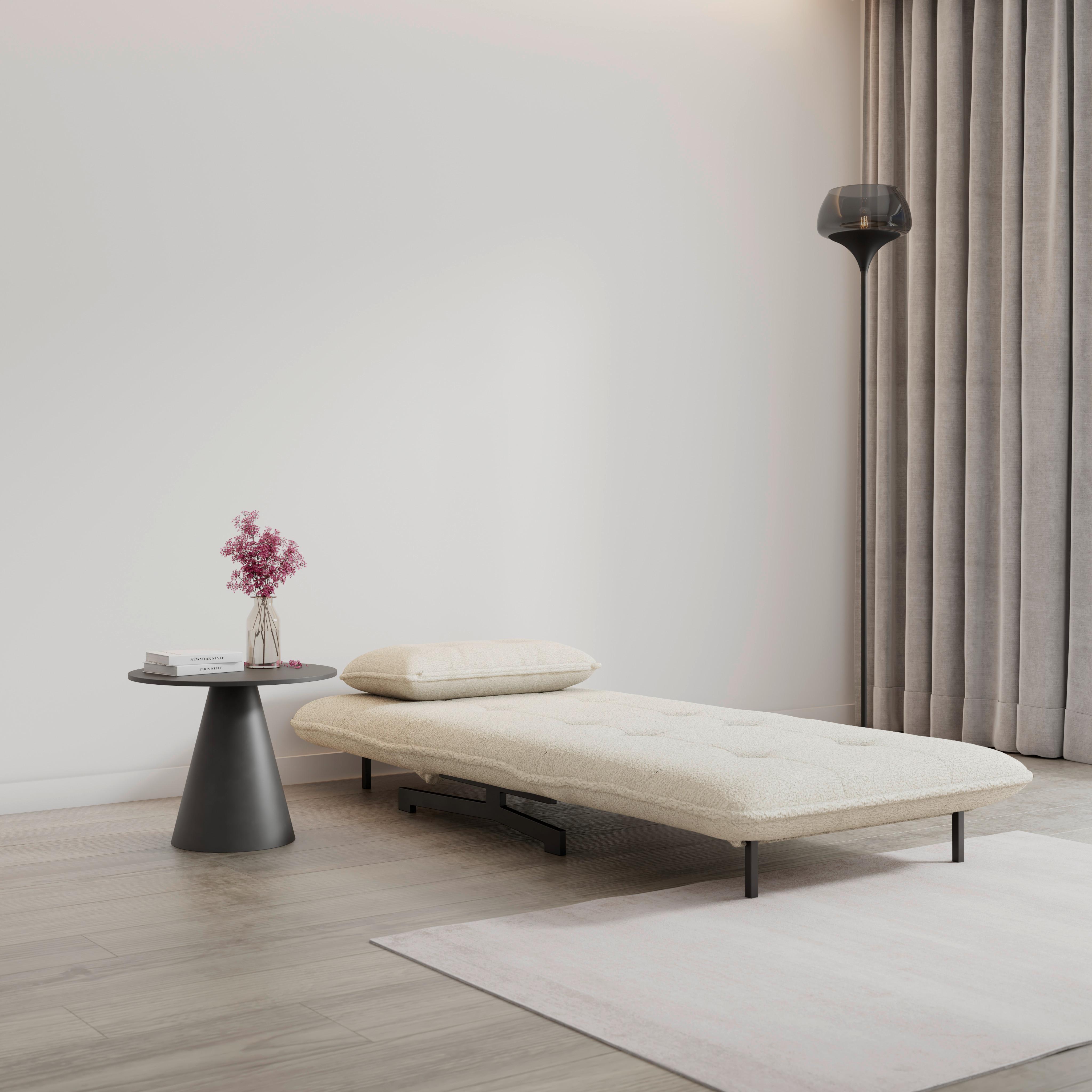 Fekvőfotel Luna - fekete/fehér, Modern, textil/fém (92/40/66cm) - Bessagi Home