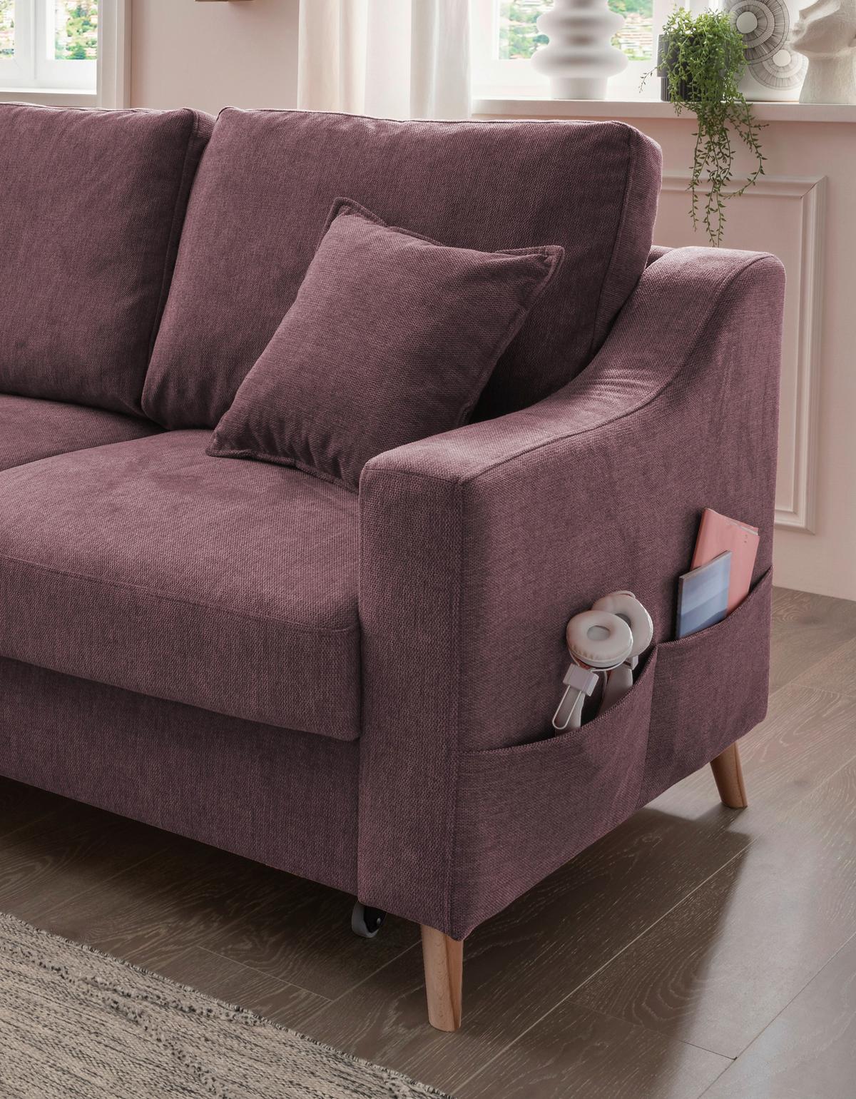 Wohnlandschaft Valentina Bordeaux Struktur - Bordeaux/Naturfarben, KONVENTIONELL, Holz/Textil (150/228cm) - P & B