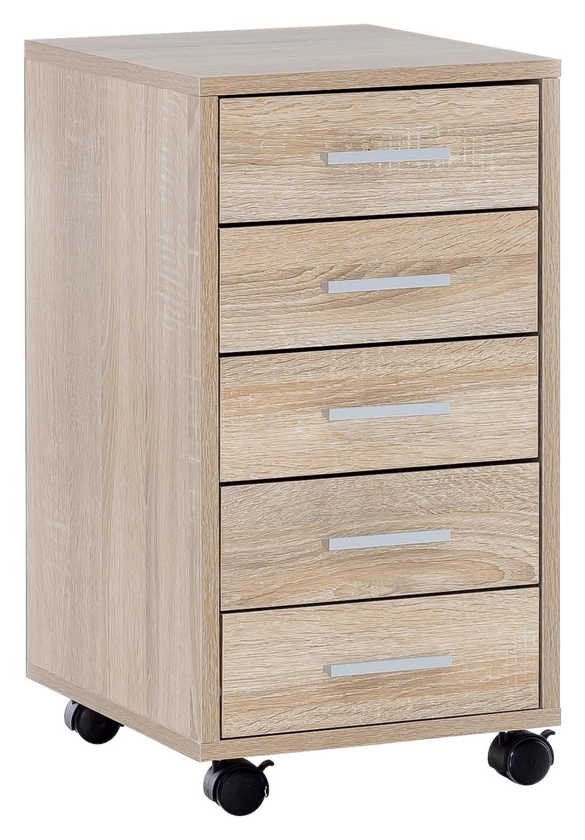 Predalnik Na Kolescih Lisa - srebrne barve/barve hrasta, Konvencionalno, umetna masa/leseni material (33/63/38cm) - MID.YOU