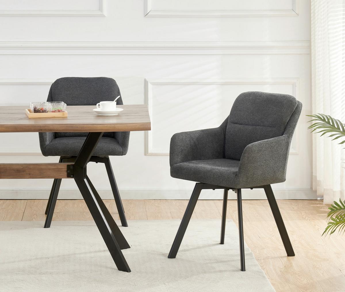 Set Stolov Sophie, Antracit, 2 Kos - črna/antracit, Moderno, kovina/tekstil (53/87/62cm) - MID.YOU