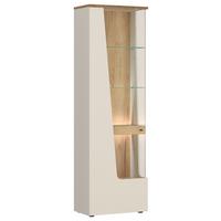 Vitrină CUT OUT - cașmir/culoare lemn stejar, Modern, sticlă/material pe bază de lemn (60/198/40cm) - Premium Living