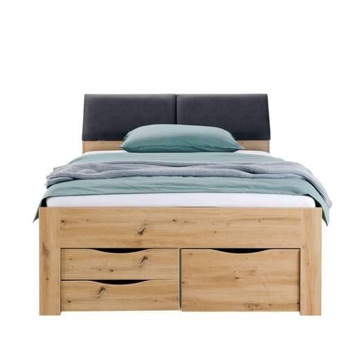 Stauraumbett in Eiche Artisan ca. 140x200cm - Eiche Artisan/Grau, KONVENTIONELL, Holzwerkstoff/Textil (140/200cm) - Mömax