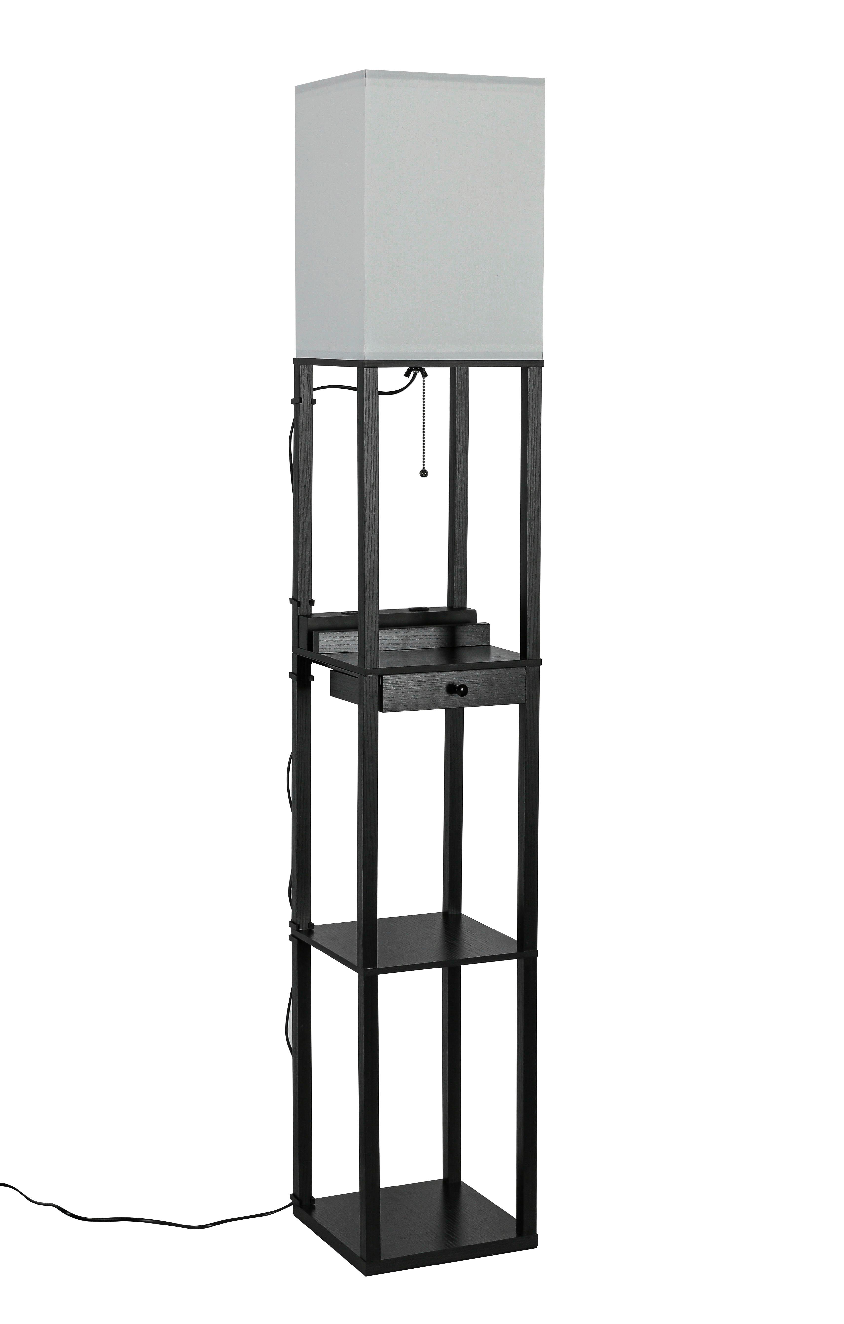 GOLVLAMPA SVEN - vit/svart, Basics, metall/trämaterial (26/160/26cm)