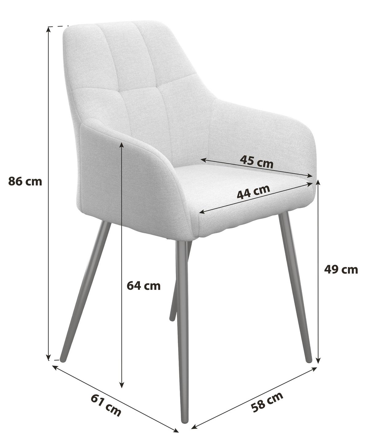Naslanjač Joe Ii, Svetlo Siva - črna/svetlo siva, Konvencionalno, kovina/tekstil (58/86/61cm)