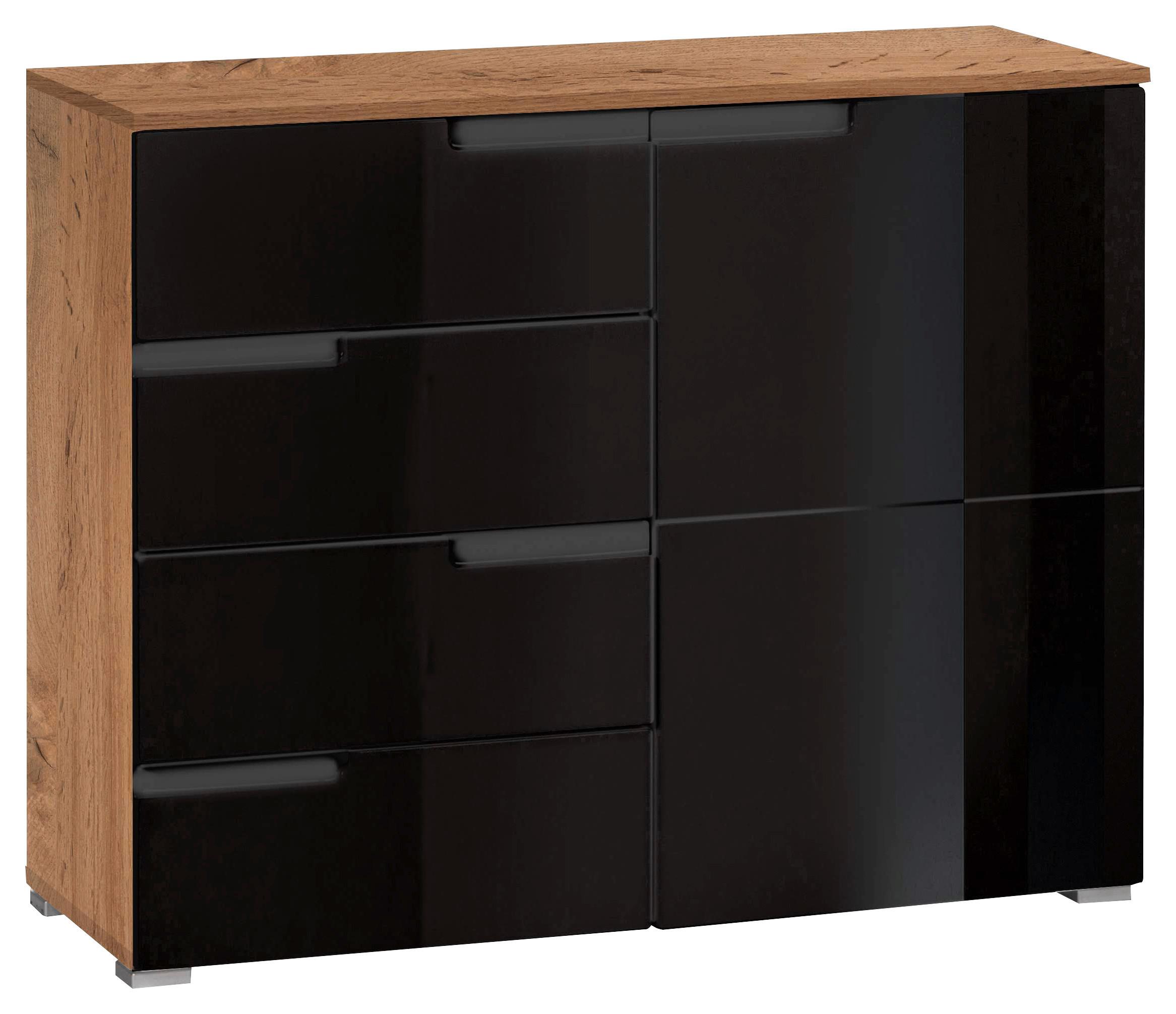 Komód Fekete-tölgy Szín Moon - fekete/tölgyfa, Modern, faalapú anyag (100/80/40cm)