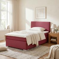 Boxspringbett Mira 2 Dunkelrot Ca. 120x200cm - Chromfarben/Dunkelrot, Modern, Holz/Kunststoff (120/200cm) - Based