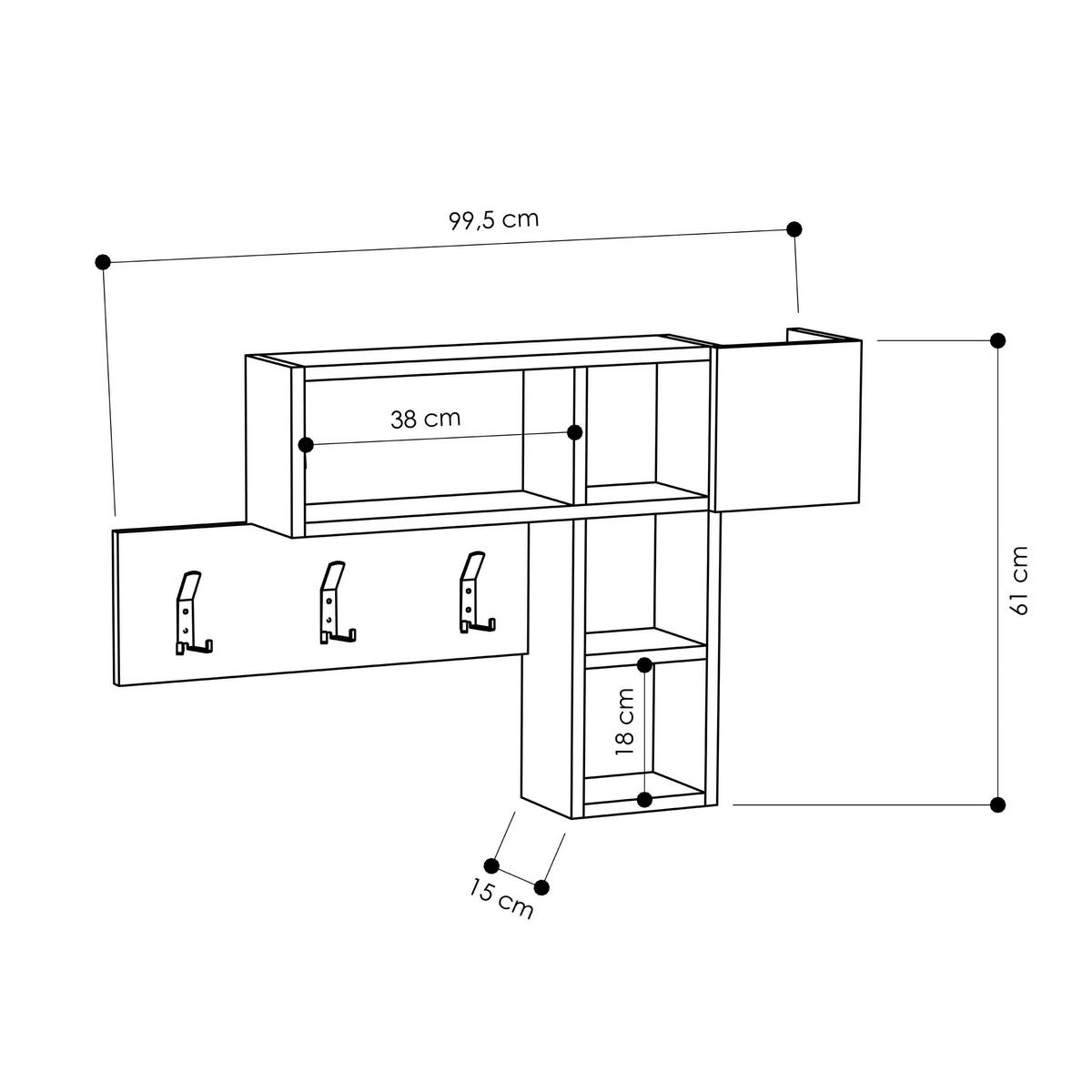 Wandgarderobe Game ca. 99,5x61x15cm Weiß - Weiß, Design, Holzwerkstoff (99.5/61/15cm) - Livetastic