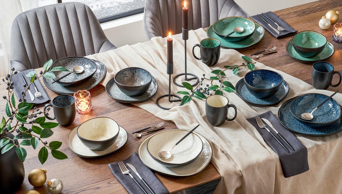 SERWIS OBIADOWO-ŚNIADANIOWY 13000 SØREN GREY - szary, Trend, ceramika - Novel