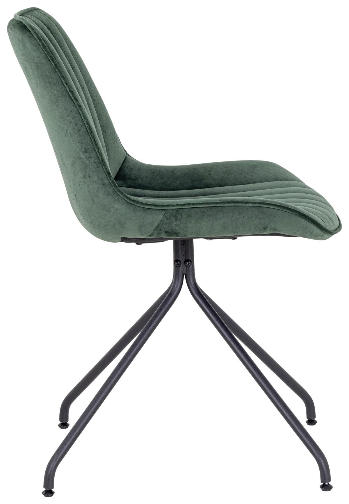 Stuhl Mattheo in Grün Samtbezug - Schwarz/Grau, MODERN, Textil/Metall (50/83,5/51cm) - Mömax