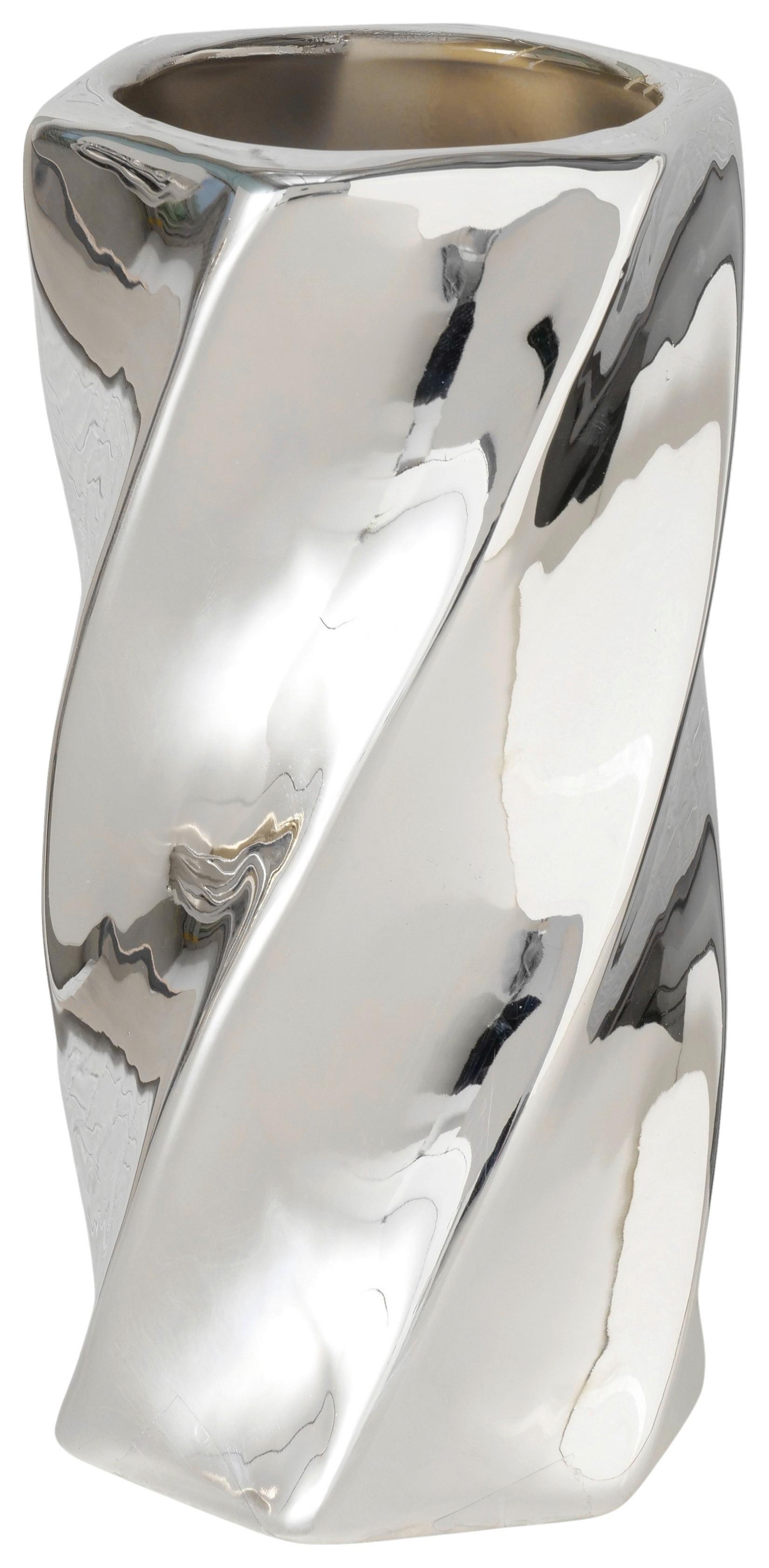 Vase Vilde I Silberfarben - Silberfarben, Basics, Keramik (8/15,5cm) - Mömax