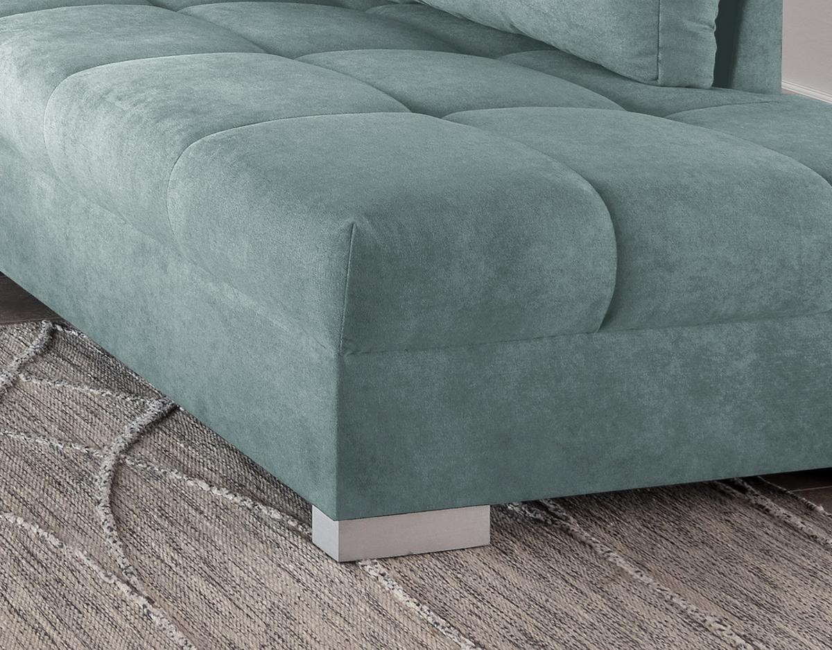 Wohnlandschaft Alvito Mintgrün Nylon/Mikrofaser - Silberfarben/Mintgrün, Design, Holz/Textil (298/202cm) - MID.YOU