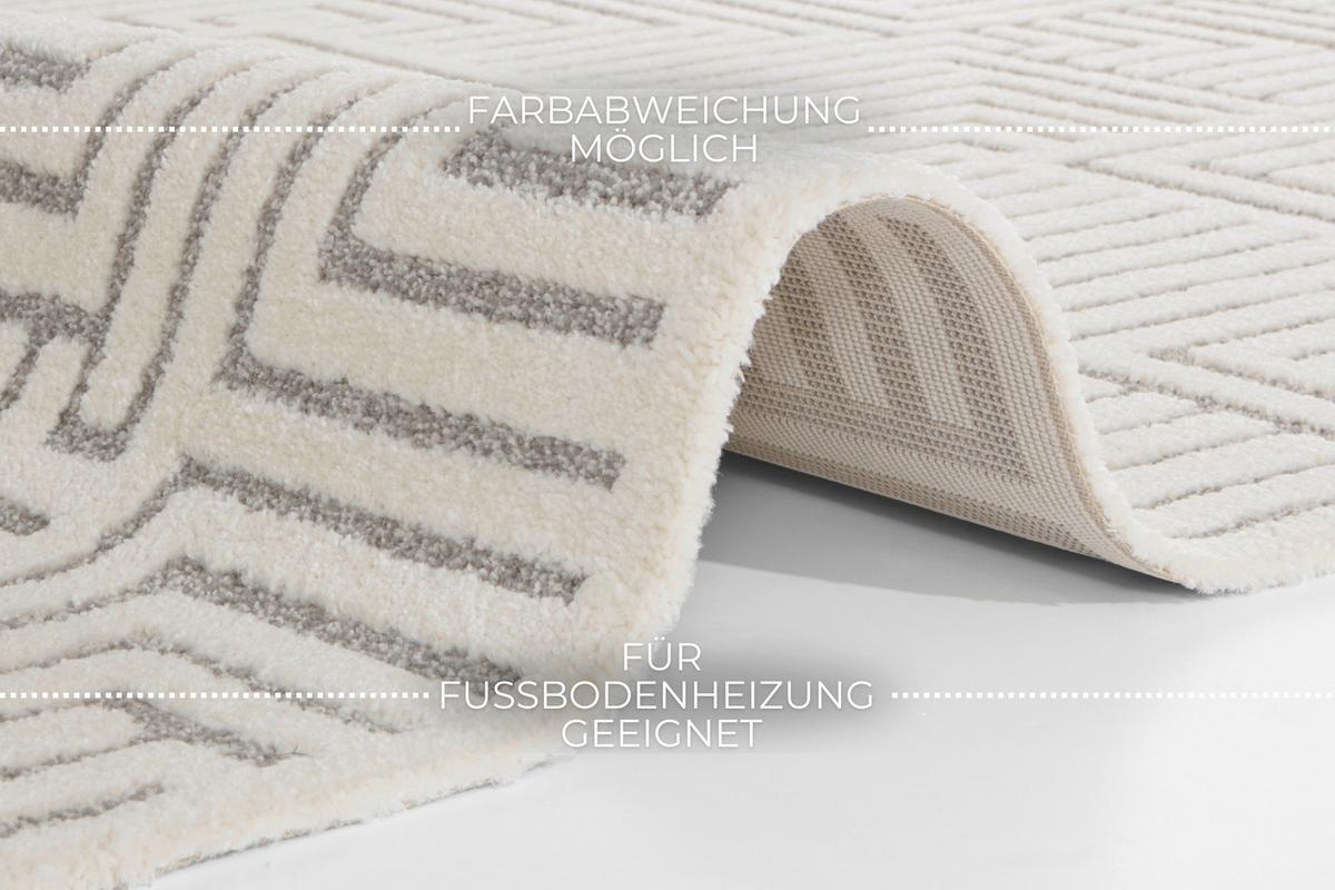 Hochflorteppich Manipu Creme/Grau ca. 80x150cm - Creme/Grau, Basics, Kunststoff (80/150cm)