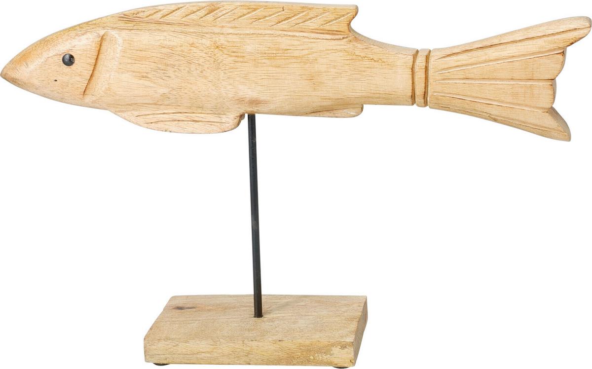 Szobor Fish - natúr színű, Trend, fa/fém (21,5/7/36cm)