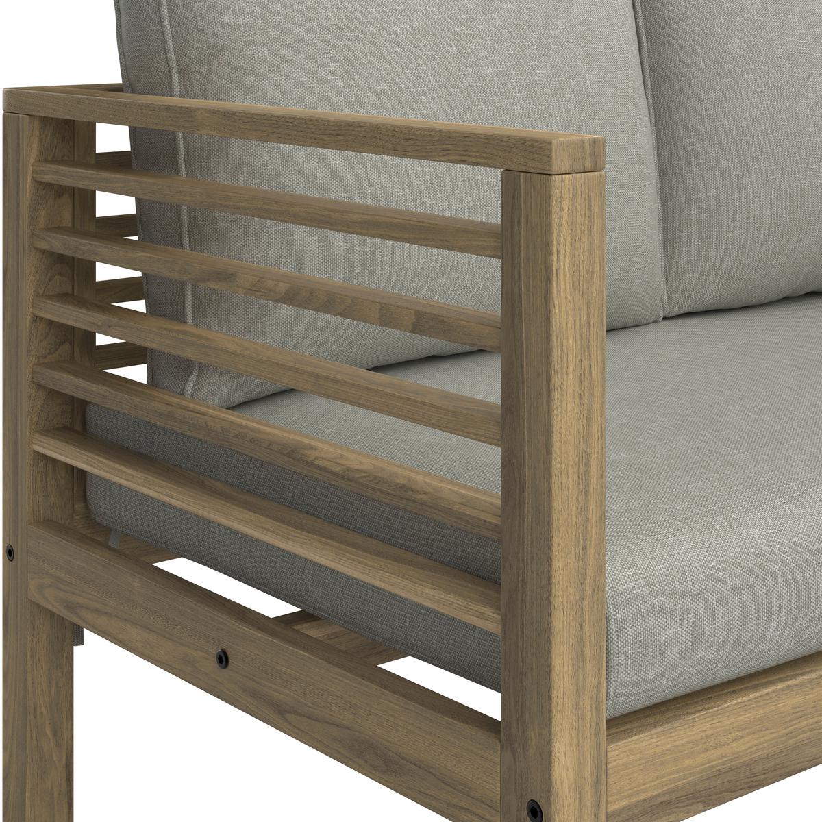 KOMPLET STOŁOWY NA TARAS AROLA - beżowy/kolor akacjowy, Modern, drewno (173/226cm) - Ambia Garden