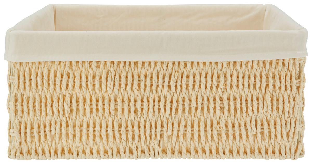 Korb Sally M in Natur/Weiß - Naturfarben/Weiß, Papier/Textil (29/24/12cm) - Mömax