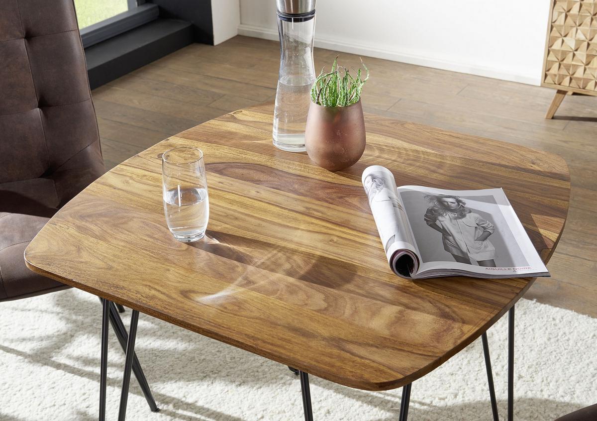 Esstisch aus Sheeshamholz - Sheeshamfarben/Schwarz, MODERN, Holz/Metall (80/80/76cm) - MID.YOU