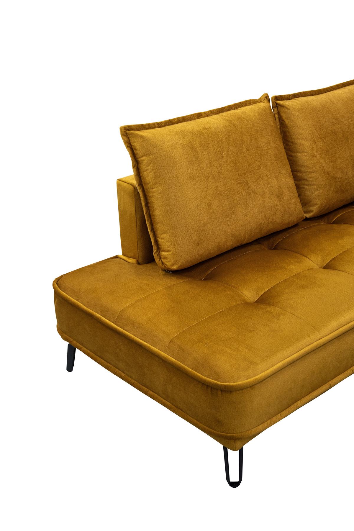 Sarokkanapé Segre - aranyszínű, Modern, faalapú anyag/textil (215/270cm) - Premium Living