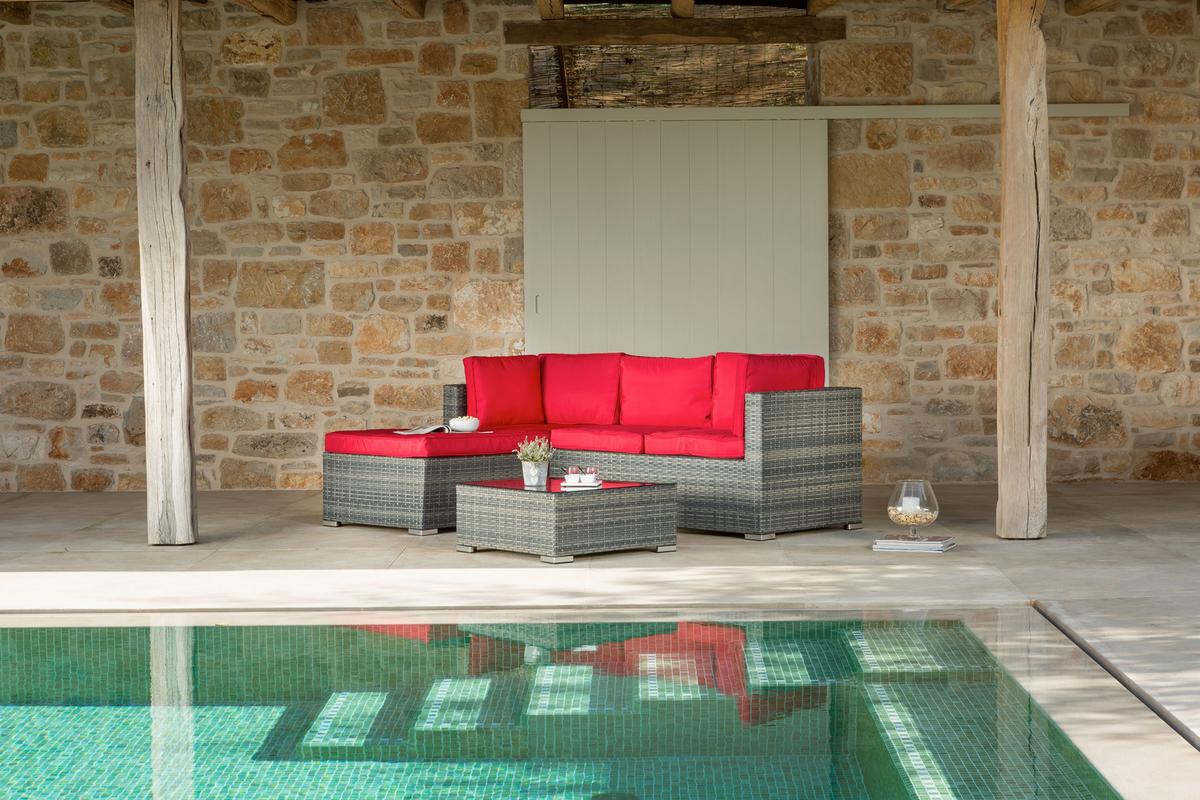 Lounge Garnitura Leona Rdeča, Rjava, 3-Delni Set - rdeča/rjava, Moderno, kovina/umetna masa (146/199cm) - Modern Living