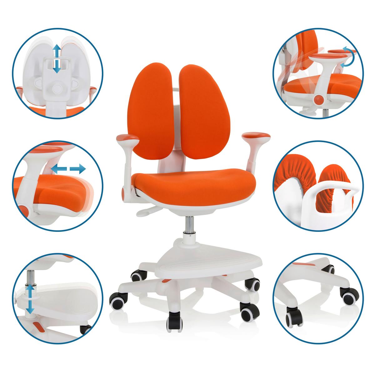 Otroški Vrtljivi Stol Kid Wing, Oranžna - bela/oranžna, Moderno, umetna masa/tekstil (56/88/52cm) - MID.YOU