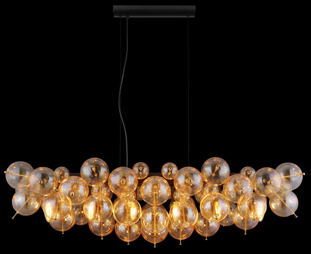 Hängeleuchte Udo Schwarz/Gold max. 25 Watt - Goldfarben/Schwarz, Design, Glas/Metall (103/47/120cm) - Globo