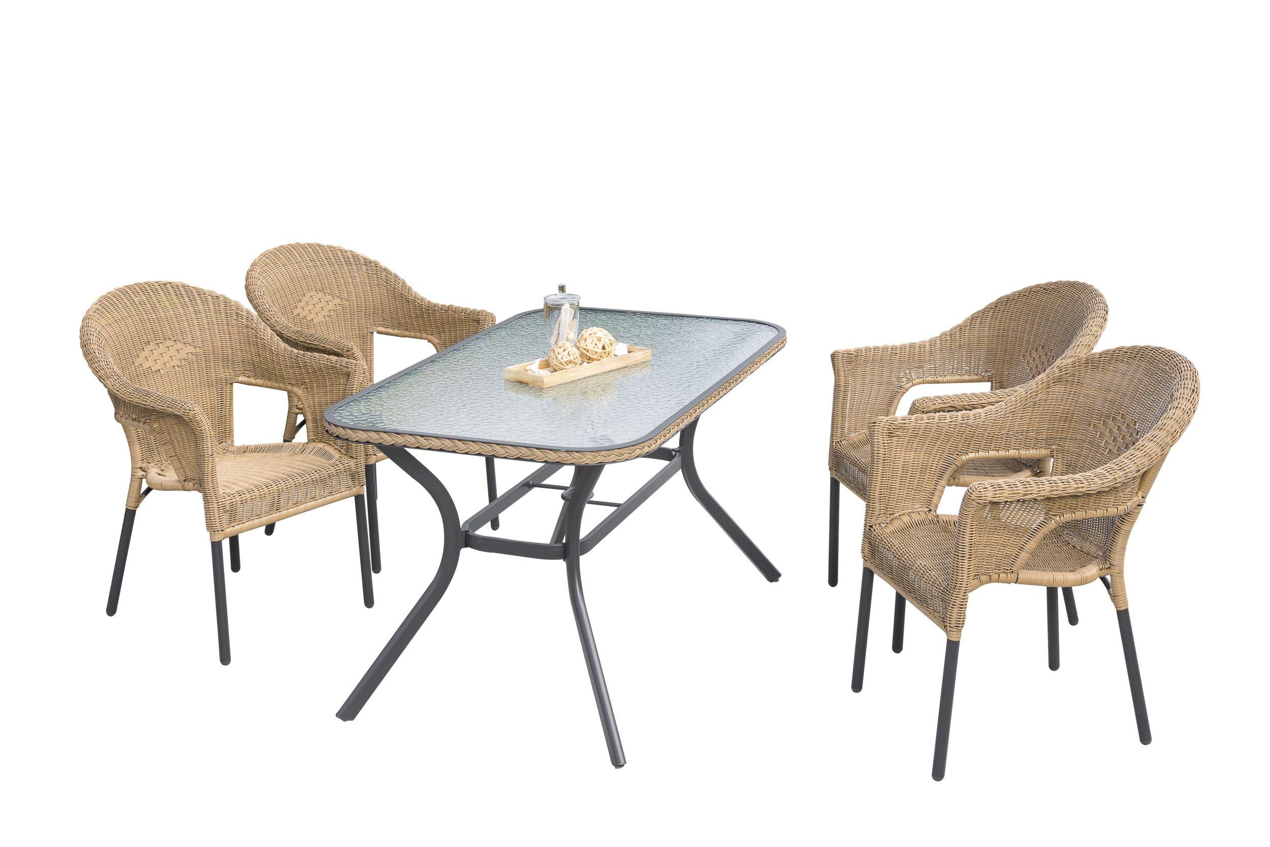 Gartenmöbel Set 5-tlg. Ravenna Metall/Kunststoffgeflecht online kaufen ➤  mömax
