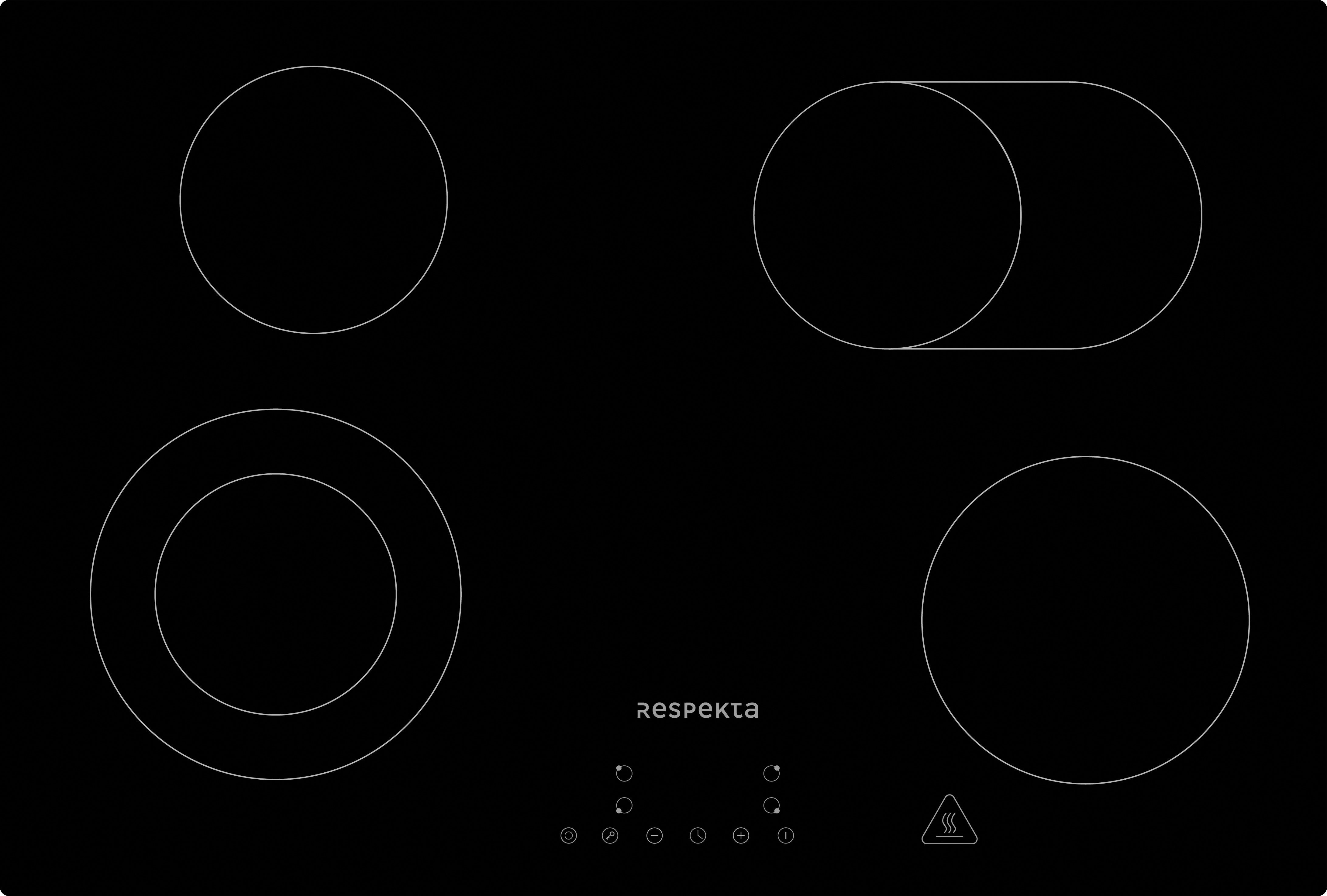 Glaskeramikkochfeld KM7700-28 ca. 77/5/52 cm Schwarz - Schwarz, Trend, Glas (77/5/52cm) - Respekta