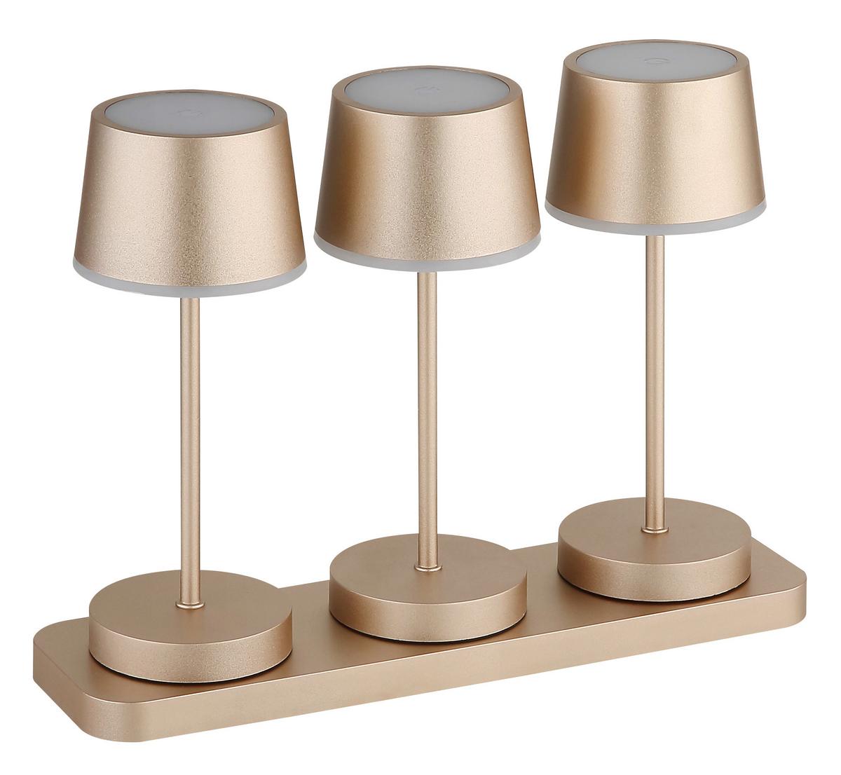 Akku-Tischleuchte Dawson Opal/Champagner - Champagner/Opal, Design, Kunststoff/Metall (8,3/8,3/20cm) - Globo