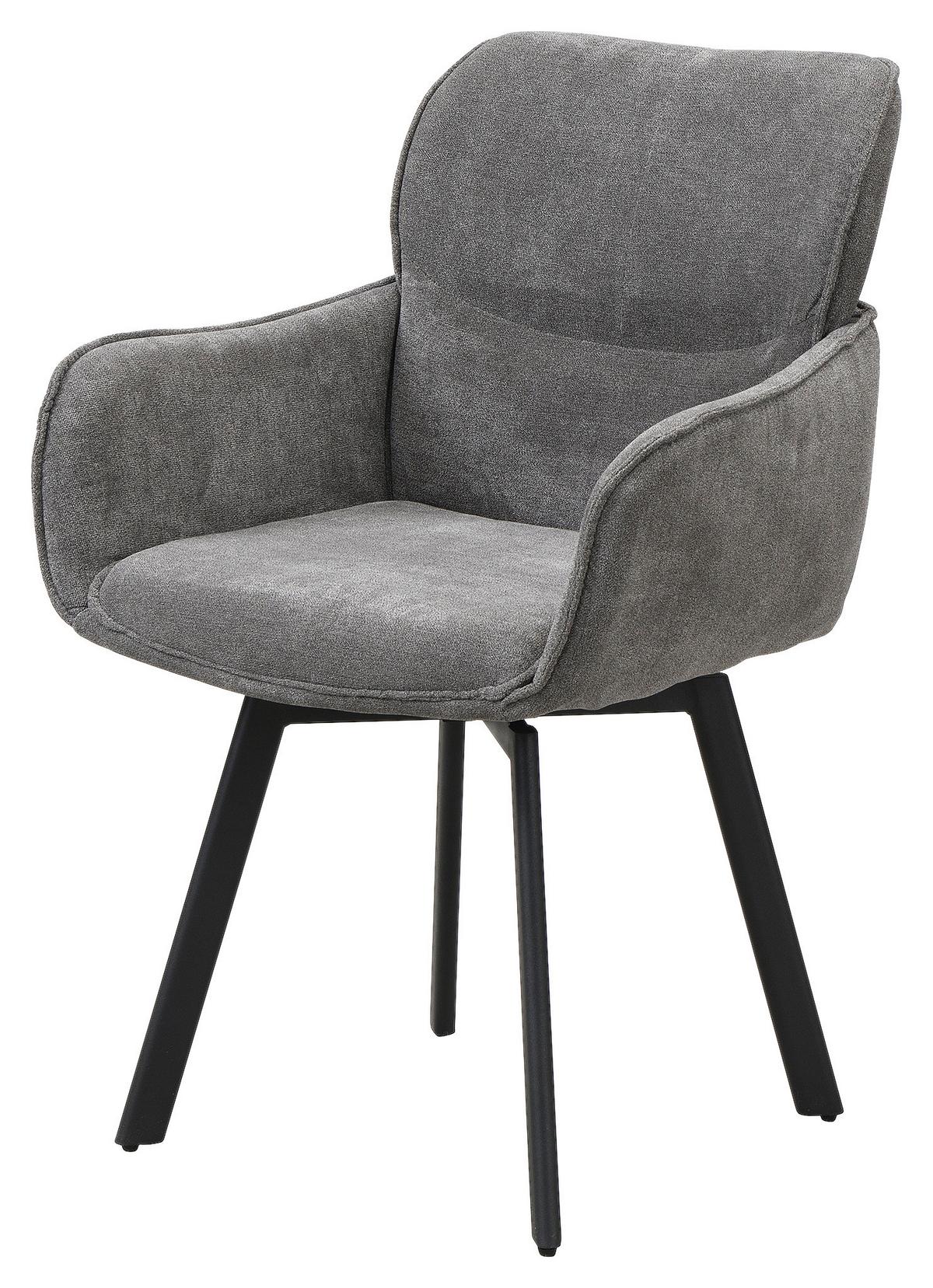 STUHL-SET RICO - Dunkelgrau/Schwarz, MODERN, Textil/Metall (61/90/63cm) - MID.YOU