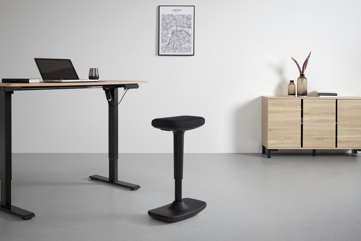 Bürohocker Leon Schwarz - Schwarz, KONVENTIONELL, Kunststoff/Textil (44/53-78/24cm) - Mömax